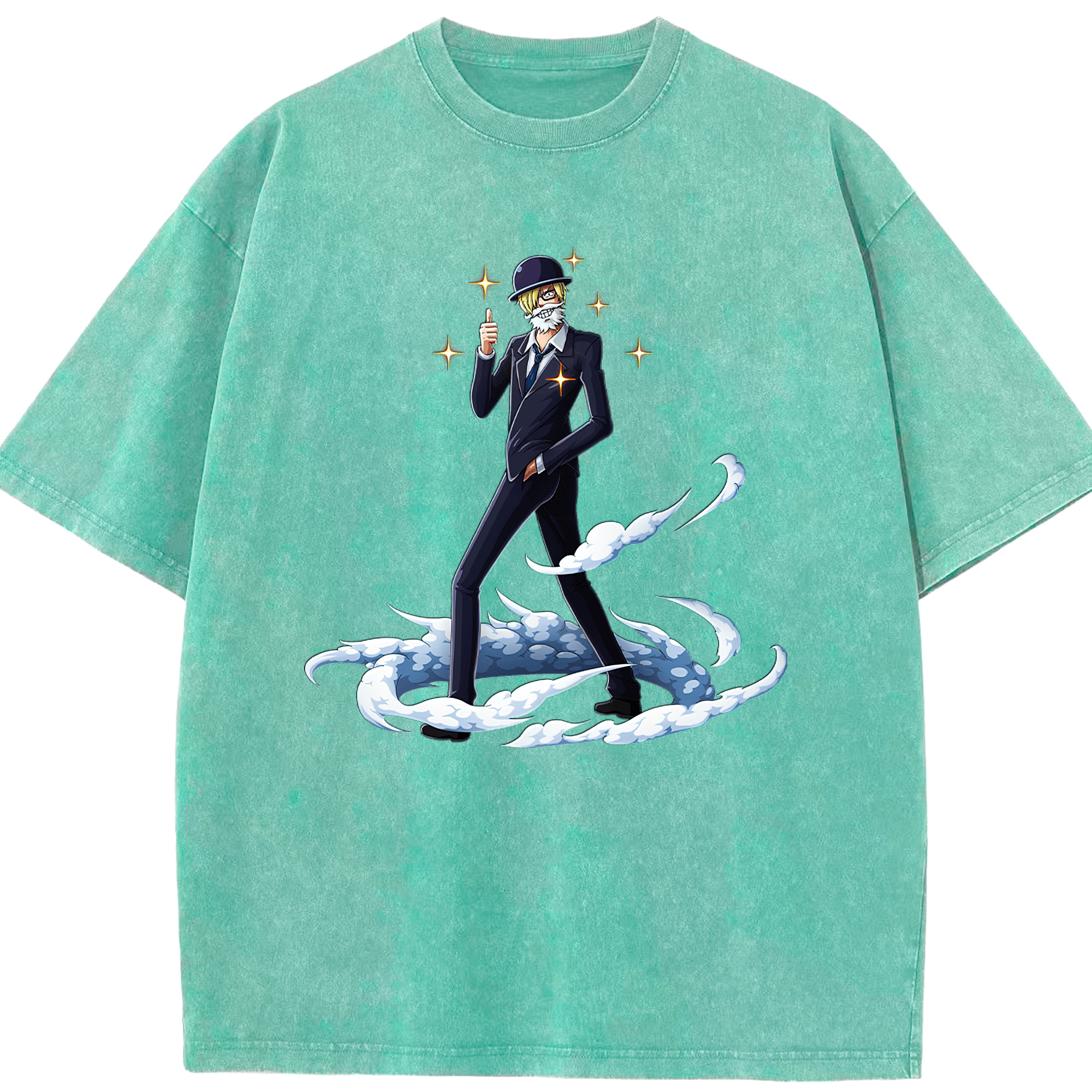 （画像用） ワンピース サンジ ONE PIECE Sanji 綿100% ヴィンテージ風 半袖Tシャツ（フロントプリント）